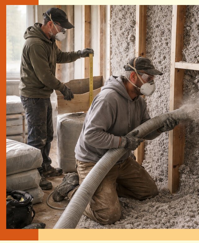 Утепление таунхауса эковатой в Кимрах для максимально теплых стен