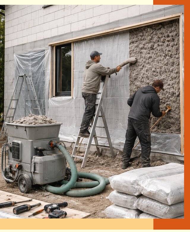 Утепление дома из газобетона эковатой в Кимрах от 4698 руб./м2 | ТепломастерКмы