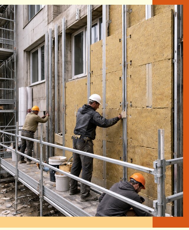 Утепление вентилируемого фасада в Кимрах от 5846 руб/м2 — монтаж и утепление вентфасад | ТепломастерКмы